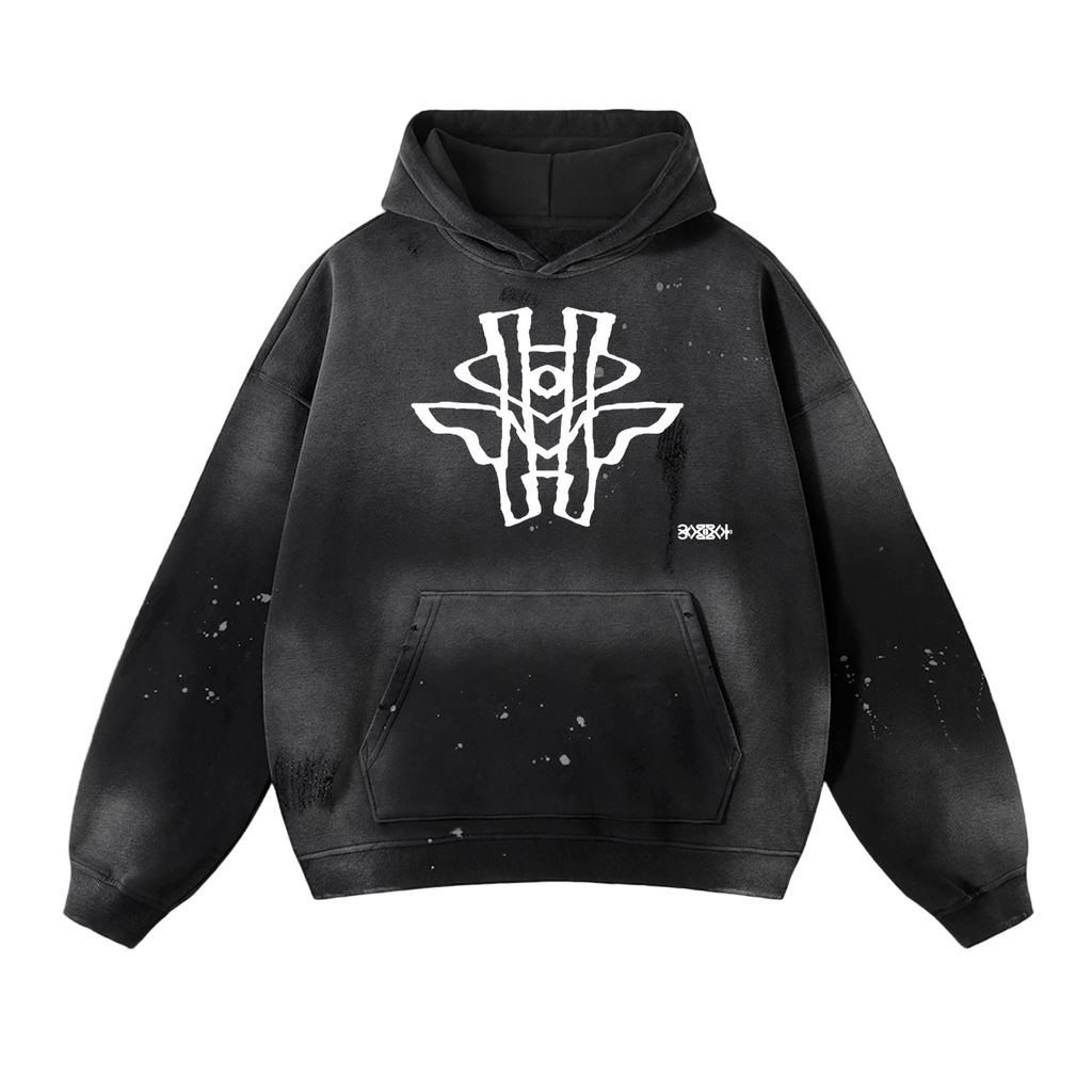 YM CARRAL + ALIEN MONEY Vintage Washed Frayed Fleece Hoodie