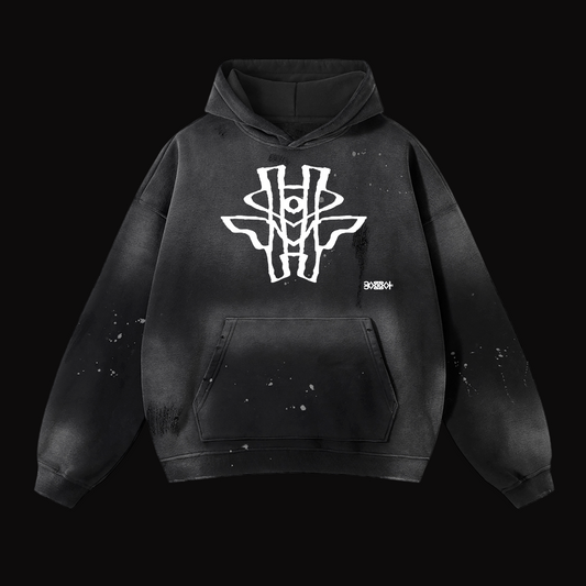 YM CARRAL + ALIEN MONEY Vintage Washed Frayed Fleece Hoodie
