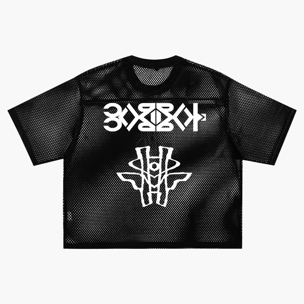 YM CARRAL + ALIEN MONEY  See-through Boxy Net T-Shirt