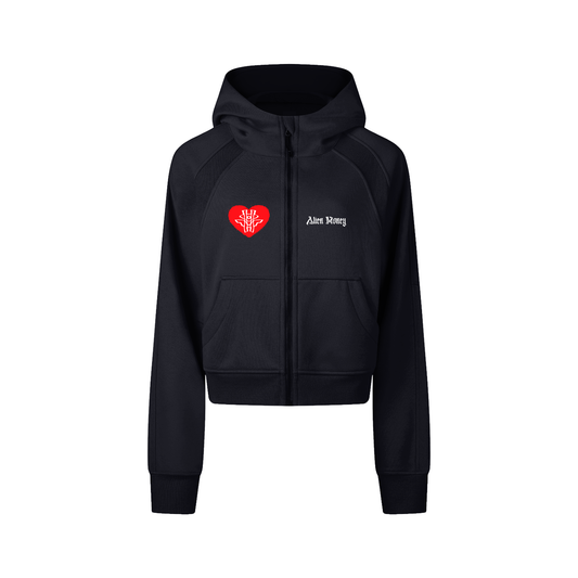 Cropped Zip-Through Hoodie